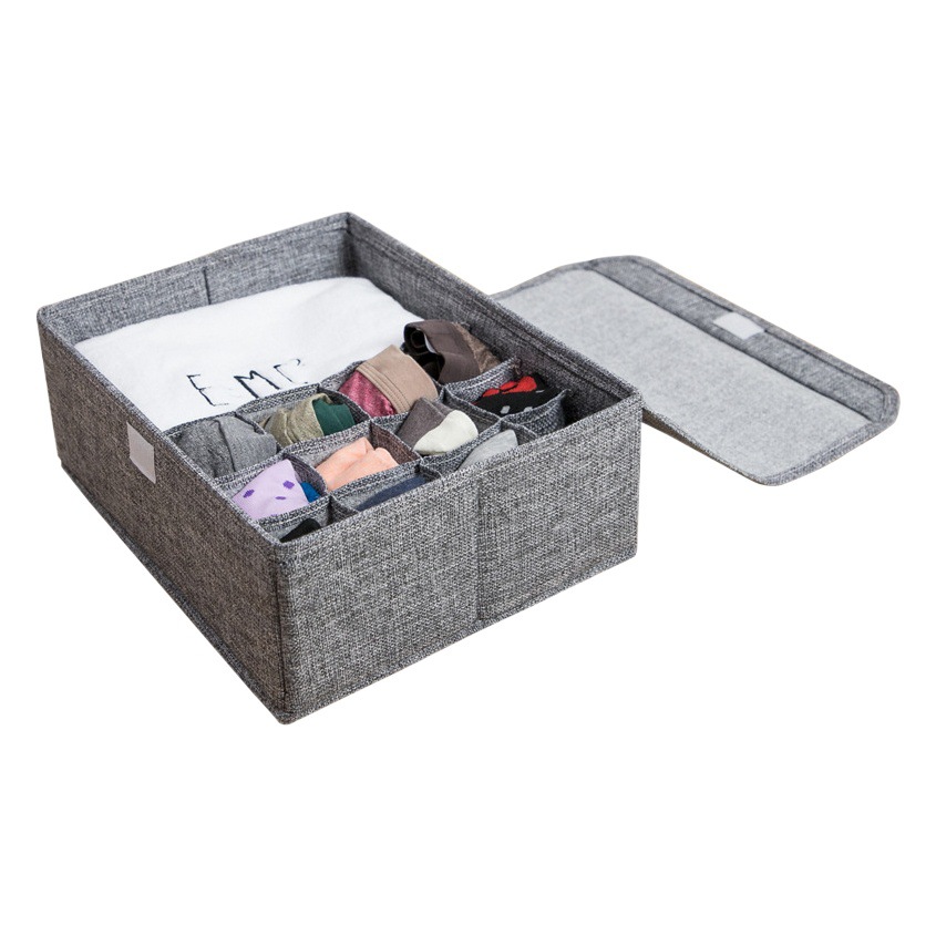 下着収納ケース布芸有蓋整理ケース学生寮水洗い可能靴下下着分格収納ケース