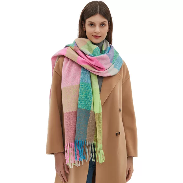Amazon's Popular Plaid Scarf for Export, Thickened Tassel Scarf for Autumn and Winter, Rainbow Scarf Shawl, in Stock from Manufacturer