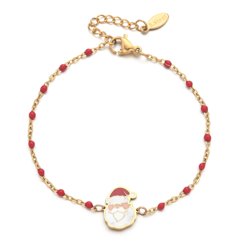 Cartoon Style Cute Santa Claus Stainless Steel Bracelets In Bulk Christmas display picture 2