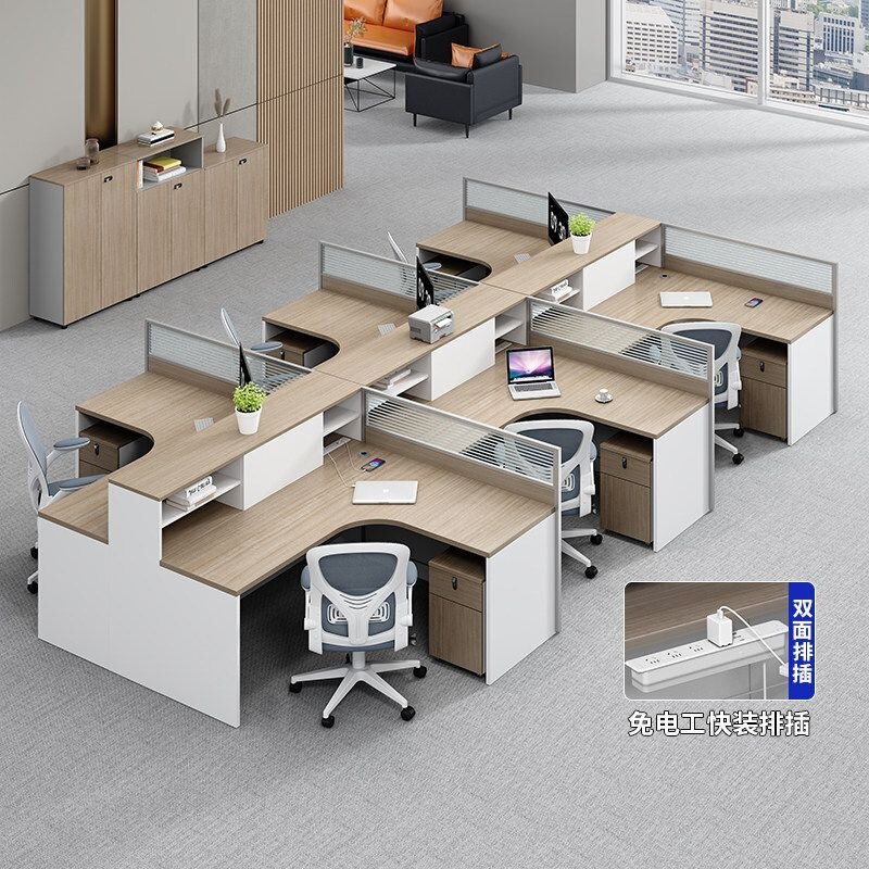 Office desk and chair combination for 468 employees, simple modern partitioned office desk