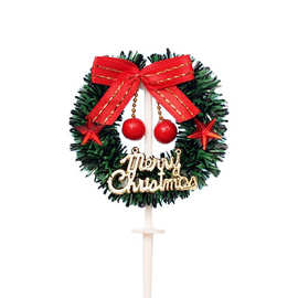 Christmas Wreath Cake Topper  Decoration圣诞草圈蛋糕装饰插牌