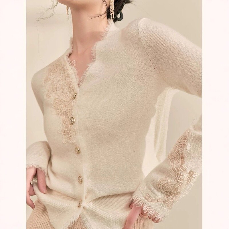 Popular Beautiful Sweater White Slim Fit French Retro Inner Wear Gentle Temperament Sweater