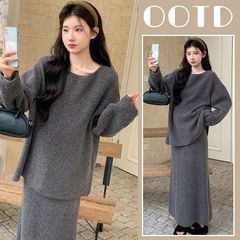 孕妇套装毛衣针织裙秋冬新款洋气气质慵懒风冬季宽松遮肚子