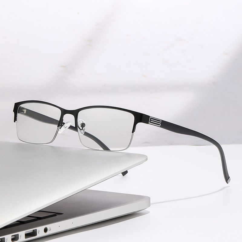 Nuevos hombres de medio marco de negocios Anti-azul gafas de luz marco clásico de los hombres gafas de miopía terminado venta al por mayor 809 miopía