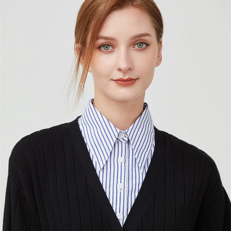 Pointed Collar Striped Shirt Fake Collar OL Commuter Women's All-match Decorative Multi-function Blue White Inner Collar Sweater Collar Pointed Collar Striped Shirt Fake Collar OL Commuter Women's All-match Decorative Multi-function Blue White Inner Collar Sweater Collar