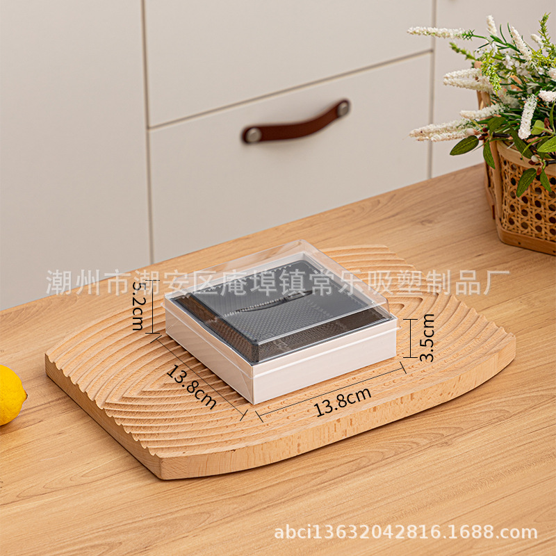 Caja de corte de fruta cuadrada sin plegables, tres cuadrados, cuatro cuadrados, nueve cuadrados de sushi salado, caja de embalaje de papel y plástico