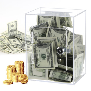 New acrylic transparent piggy bank with lock can store large capacity change box children's piggy bank wholesale