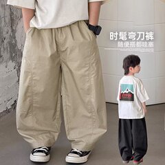 2025新款童装男童裤子夏季弯刀裤休闲裤儿童宽松薄款夏秋防蚊裤潮