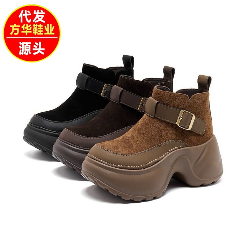 2025 New Winter Fashion Boots for Women, Thick-Soled High-Heeled Boots for Small People, Birkenstock Short Boots, Slim Boots, Chelsea Chimney Boots