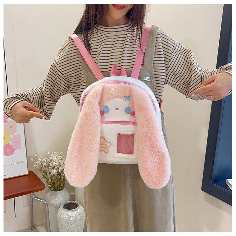 717g Weight Zipper Closure Type Double Shoulder Straps Strap Type Functional Backpack Bags Type Casual, Holiday Occasion Plush Material Women's Backpack Backpack Animal, Cartoon Pattern Spring, Autumn&Winter Season Women's Gender Cute Style Square Shape Animal Cartoon Casual Holiday Women's Backpack Functional Backpack 20