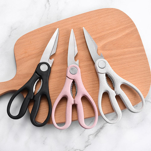 Manufacturer wholesale wheat straw kitchen scissors, cut chicken bones, cut fish, cut meat easily, peel walnuts, multi-purpose scissors