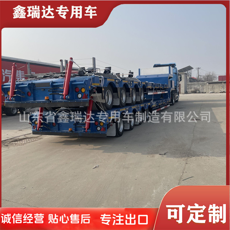 Exported to Africa Heavy-Duty Low-Flatbed Semi-Trailer with a Load Capacity of 80 Tons Semi-Trailer 15.5m Excavator Trailer