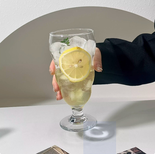 Personalidad irregular taza de jugo de pie alto taza de vidrio taza de cóctel taza de soda taza de batido taza de té frutas taza de bebida fría