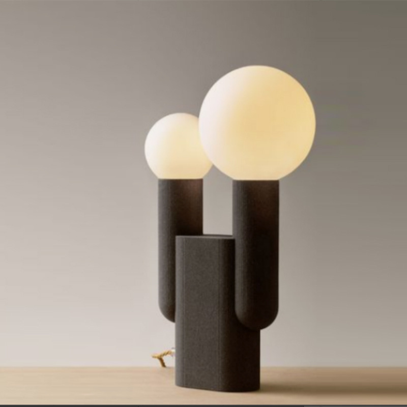 現代簡約客廳檯燈臥室床頭燈創意設計師北歐民宿樣板房灰色雙頭燈