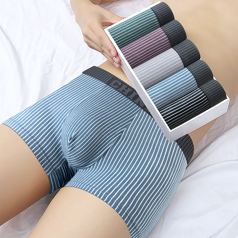 Fábrica directa de pantalones de hombre algodón relajado y cómodo pantalones cortos de ángulo plano transpirables personalidad rayas de cuatro ángulos calzoncillos para chicos