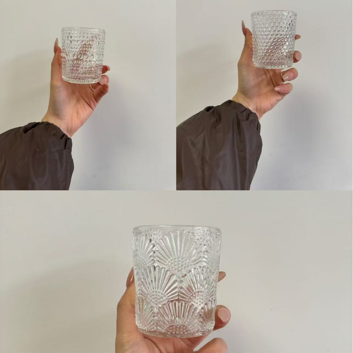 200毫升花纹蜡烛杯透明玻璃香薰蜡烛玻璃杯简约精美玻璃装饰杯