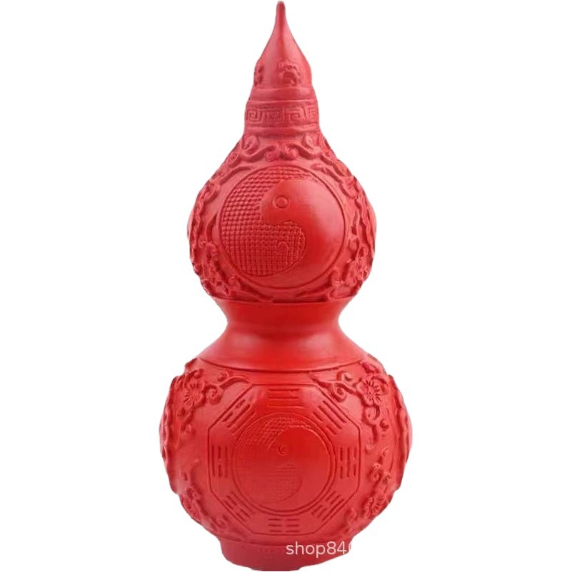 Красный глиняный декоративный предмет в форме тыквы из киновари, символизирующий Тай-чи и Багуа, для прихожей и гостиной, украшение для дома, приносящее удачу, процветание и богатство.