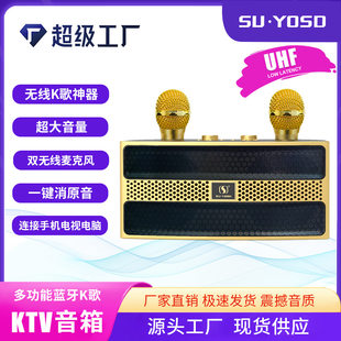 YS-202 household desktop Bluetooth speaker dual microphone subwoofer karaoke card speaker wireless portable