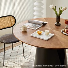 实木圆形餐桌家用小户型北欧现代简约轻奢玻璃转盘网红饭桌椅组合