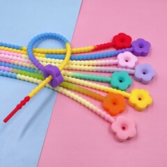 Cartoon Epoxy Plum Blossom Gradient Silicone Cable Tie Handmade DIY Jewelry Accessories Natural Korean Style Rainbow Rope Tie
