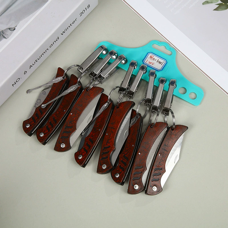 Фабрика прямой нож для деревянного зерна брелок подвесной Портативный нож для фруктов Овощечистка складной нож для маленьких фруктов 2 юаня партии