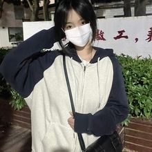 美式复古休闲百搭卫衣外套女装2023年早秋季新款情侣装棒球服夹克