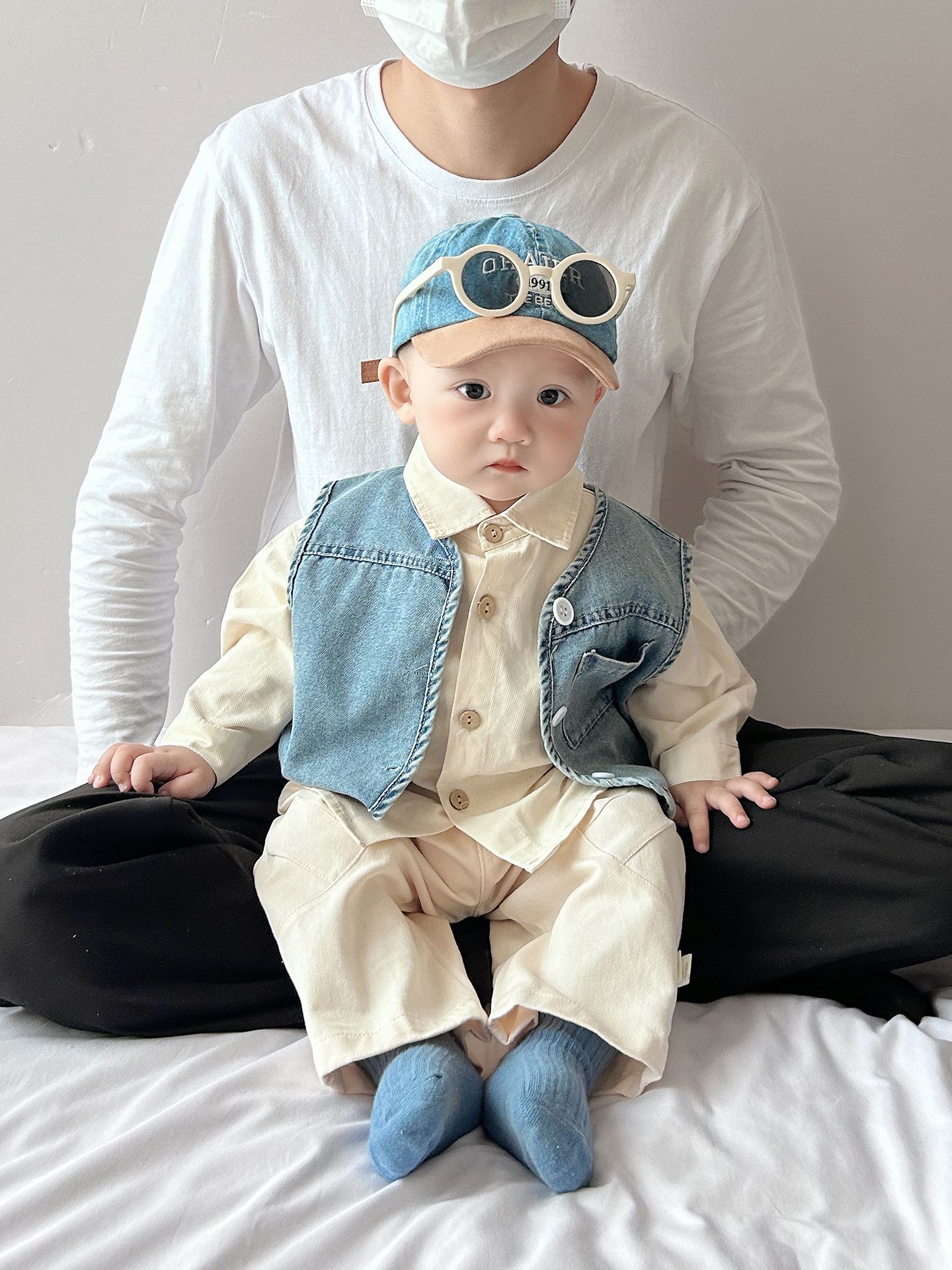 Chaleco de vaquero de primavera y otoño para niños, chaleco casual de hombro para bebés.