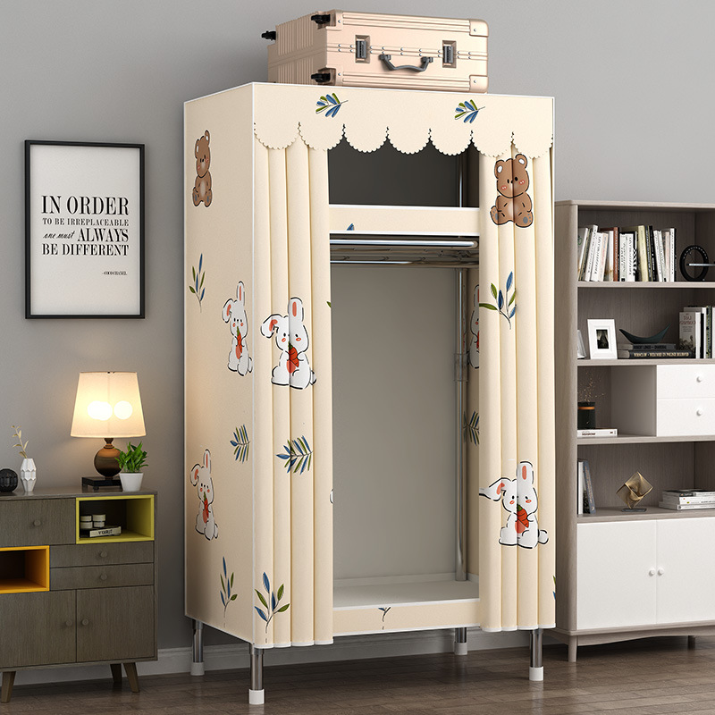 Simple Wardrobe for Home Bedroom, Fabric Wardrobe for Rental Apartments, Sturdy and Durable Small-Sized Storage Cabinet, Fabric Closet
