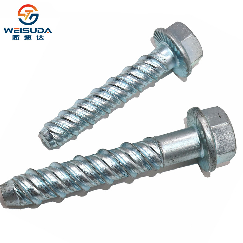 Hexagonal flange head, concrete, cement, self tapping, self cutting anchor bolt, carbon steel bolt, 