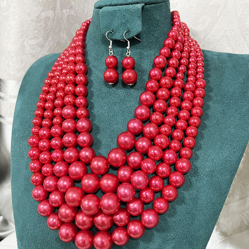 150g Weight Earrings, Necklace Classification 1 Set Quantity Banquet, Cocktail Party Occasion Imitation Pearl Material Pearl Pattern Women's Gender Round Design Glam, Exaggerated Style Glam Exaggerated Pearl Imitation Pearl Round Women's Earrings Necklace 3