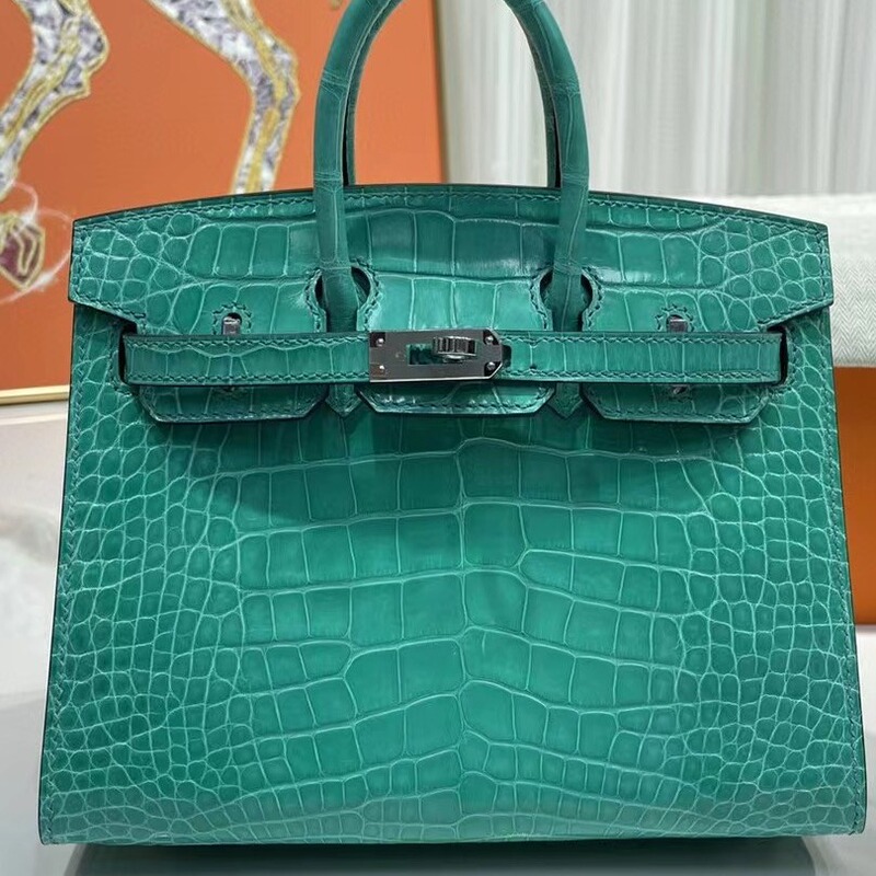 Fully hand-stitched imported high-gloss/matte American crocodile leather platinum bag leather premium BK handbag