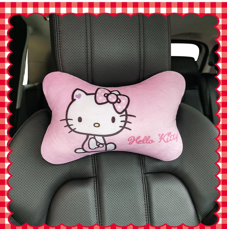 Hellokitty Car Pillow Cute Cartoon Car Headrest Neck Pillow Popular Leather Pillow Bone Pillow for Women