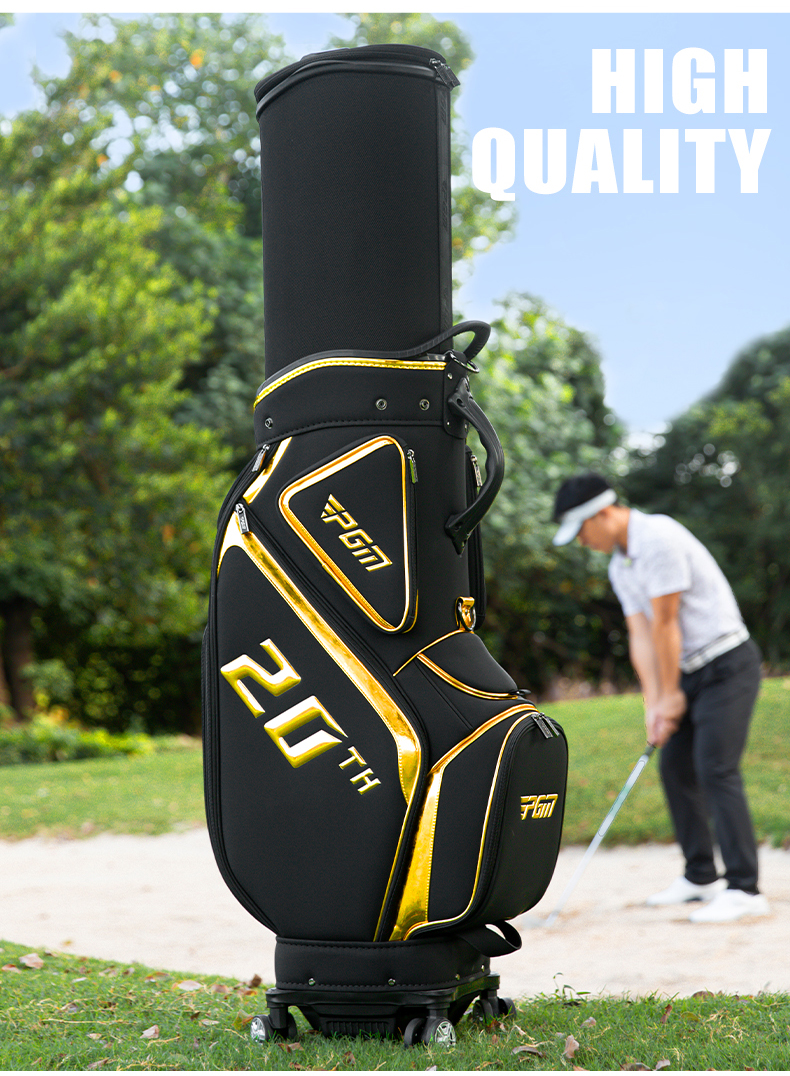 Túi golf PGM vỏ cứng dạng ống lồng, 4 bánh đẩy phẳng, đa năng cho nam nữ — Túi bóng màu đen và vàng [vỏ cứng dạng ống lồng/câu lạc bộ đảo ngược/kiểm tra hãng hàng không/bánh xe vạn năng] QB187 chi tiết 9