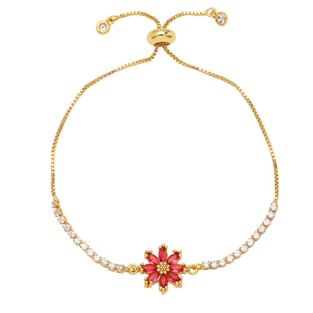 Fashion Flower Copper Bracelets Inlay Zircon Copper Bracelets