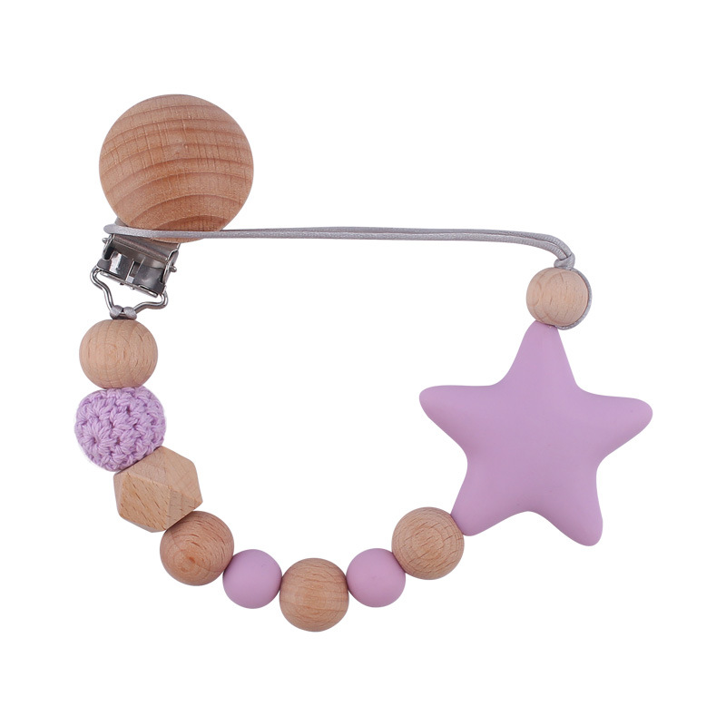 Bebé suministros de dibujos animados de silicona estrella mordedor calmante bebé chupete cadena silicona mordedura molar anti-gota cadena