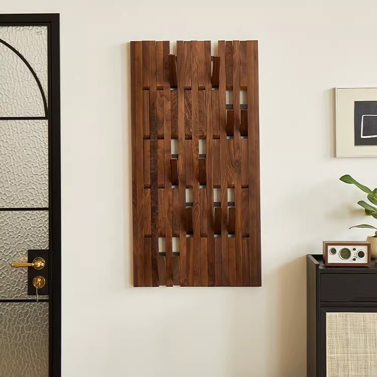 Walnut Wood Black Walnut Color Piano Key-Style Coat Rack Storage Rack Solid Wood Piano Key Coat Rack