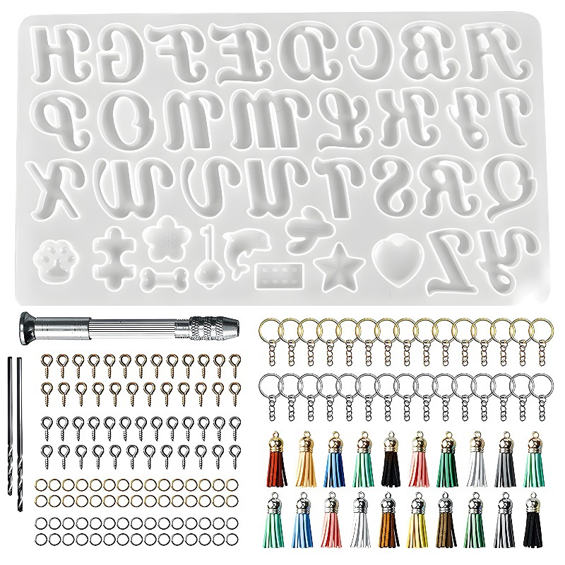 DIY cristal epoxi resina molde colgante 26 inglés llavero silicona molde Amazon