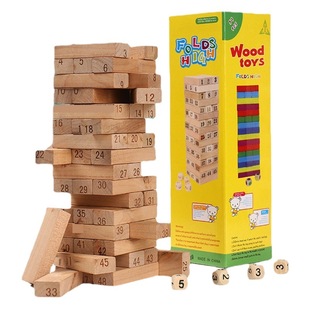 48 building blocks stacked baby children balance layer stacked smoke large 54 assembled wooden toys cross border