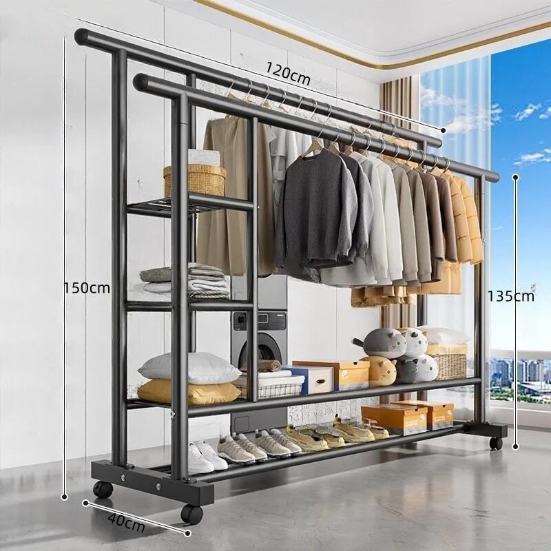 25개 튜브 - 이중층 이중 극 - 측면 보관망 - 120 검정색 + 바퀴