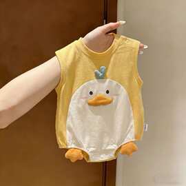 背心包屁衣婴儿萌婴幼儿衣服夏季薄款可爱宝宝连体衣无袖哈衣女