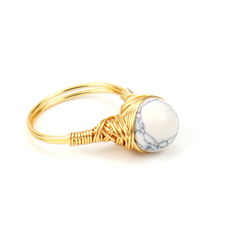 Retro Geometric Agate Plating Rings 1 Piece