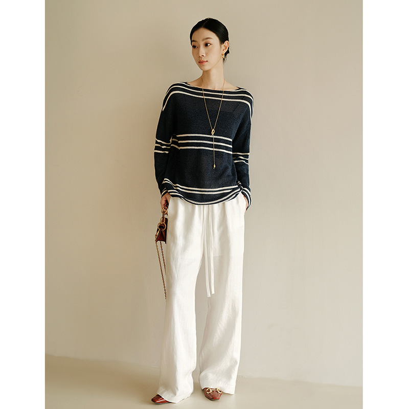 Simple Elegance! Imported Japanese Paper Yarn! High-End Knitwear Casual Long-Sleeve Top for Women 6501 Simple Elegance! Imported Japanese Paper Yarn! High-End Knitwear Casual Long-Sleeve Top for Women 6501