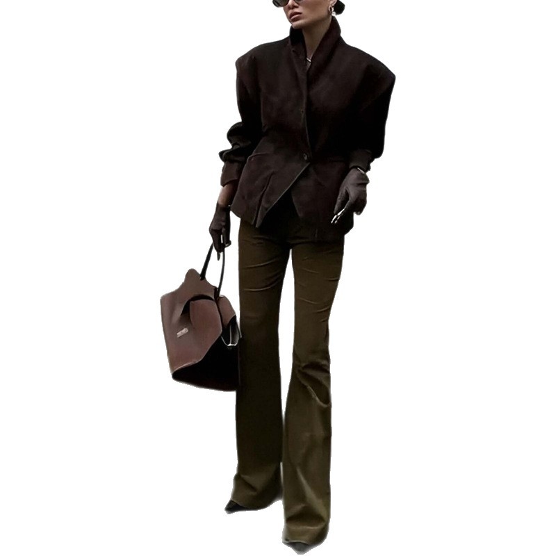 2026 primavera nueva ropa de mujer de comercio exterior transfronterizo Europa y Estados Unidos de moda de viaje de color sólido chaqueta de botón de empalme image 6