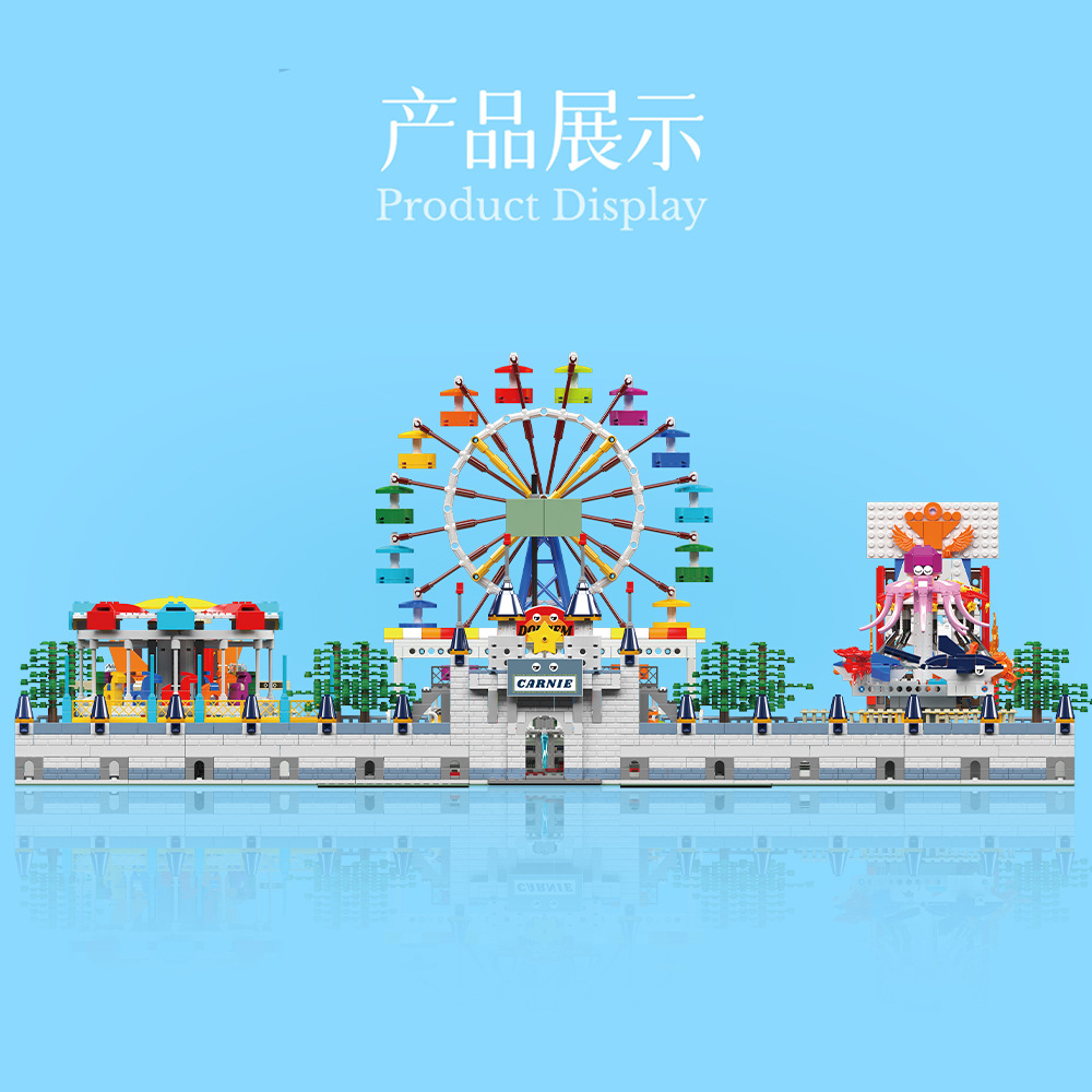 Yuxing parque de atracciones creativo 11022 rueda gigante para niños y niñas juguetes de bloque eléctrico regalo puzzle