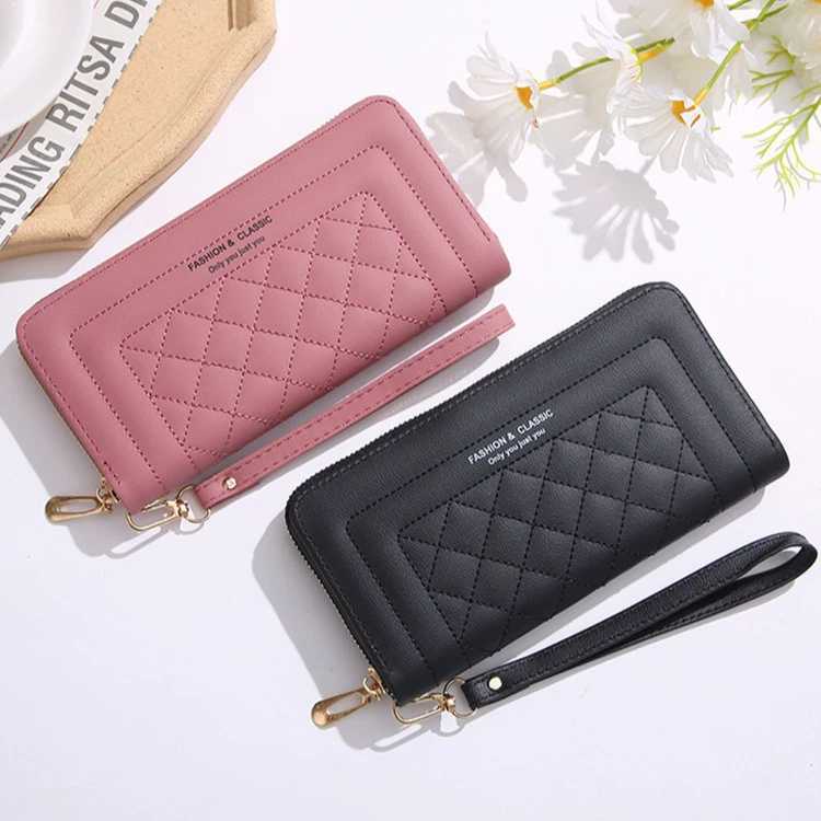 Long fashionable wallet with zipper, capacious universal small clutch bag, (Cross-border trading)