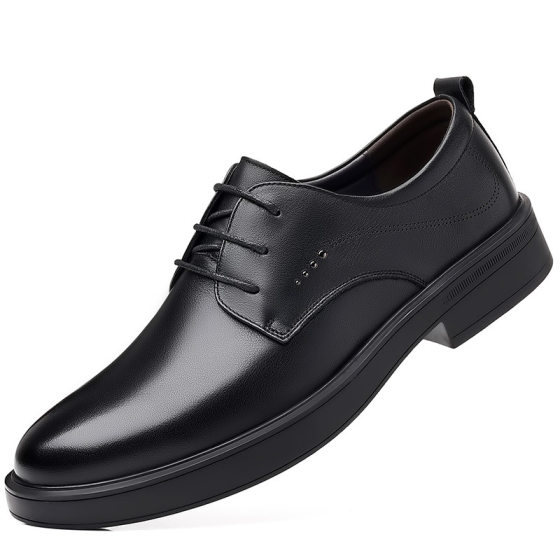 Men's Shoes New Leather Shoes All-match Breathable Leather Business Casual Shoes Middle-aged and Elderly Leather Shoes Slip-on Soft-soled Dad Shoes