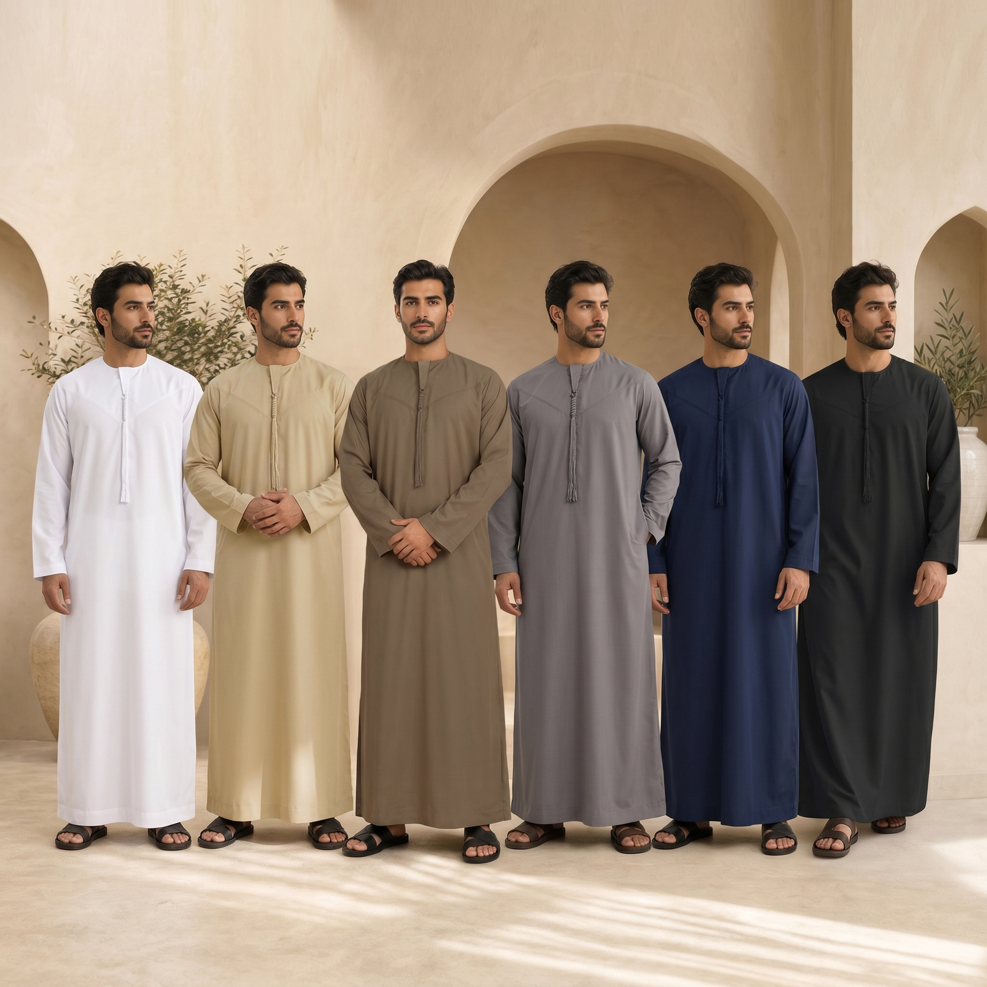 2026 New Basic Men's Robe with Round Neck, Long Sleeves, Versatile with Pockets, Men's Multi-Color Jacket
