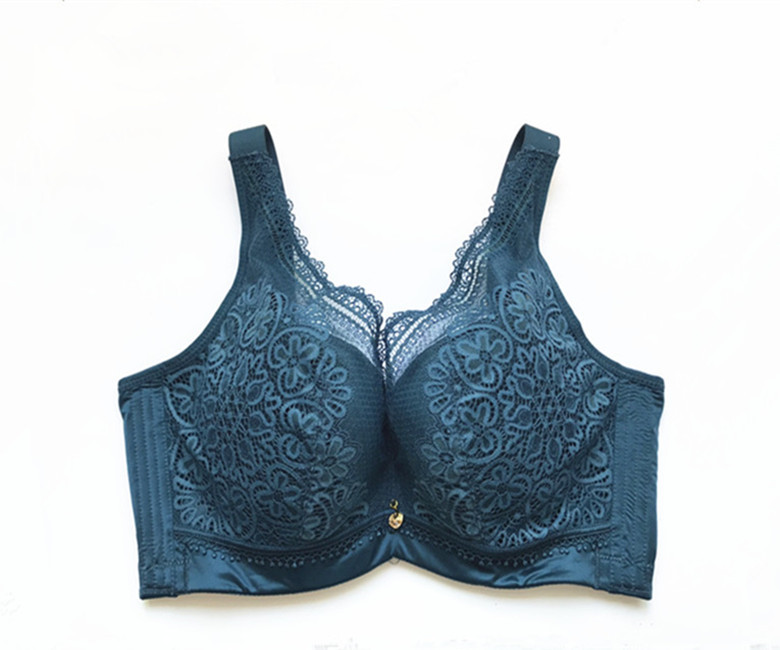 背心式蕾絲薄杯大碼胖mm有鋼圈上托文胸 聚攏調整收副乳內衣胸罩