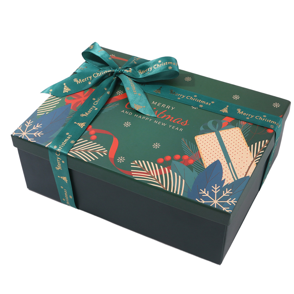 Caja de regalo de Navidad color rojo impresión Santa Claus tapa caja de regalo bufanda de Navidad guantes caja de embalaje image 15