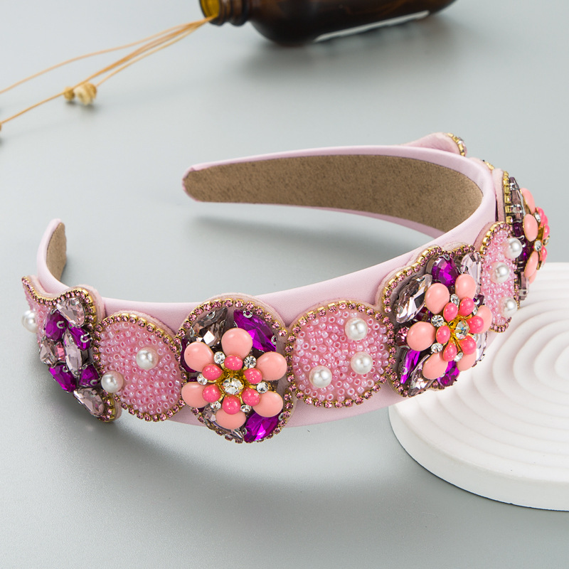 Fashion Baroque Flower Wide-brimmed Three-dimensional Pearl Hair Accessories Women Headband display picture 2